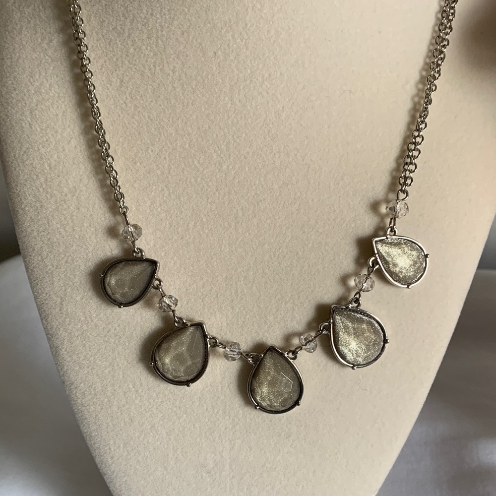 LOFT Silver Teardrop Pendant Necklace - Picture 3 of 6
